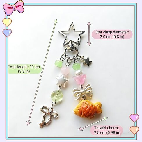 سلسلة مفاتيح Taiyaki اللطيفة، سحر الهاتف Y2k، سحر خبز السمك الياباني Kawaii، ملحقات محفظة Y2K in Kuwait