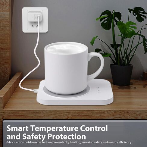 سخان كوب القهوة، قاعدة تسخين ذكية بدرجة حرارة ثابتة، شحن USB سريع لتسخين الأكواب للاستخدام في المكتب والمكتب المنزلي (أبيض) in Kuwait