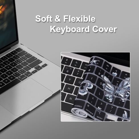 MOSISO Compatible with MacBook Air 13 inch Case 2026-2022 M4 A3240 M3 A3113 M2 A2681, Sparkling Butterfly Plastic Hard Shell&Keyboard Skin&Screen Film&Type C for MacBook Air 13.6 inch Case, Black in Saudi Arabia