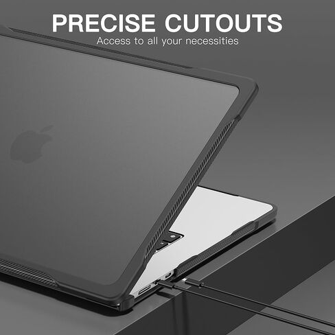 Batianda 4-in-1 Ultimate Case for M5 MacBook Air 15 inch 2026 2025 M4 2024 M3 A3114 2023 M2 A2941 Model - Matte Translucent Rugged Armor Shell with Carbon Fiber Texture Grip Shockproof Bumper - Black in Saudi Arabia