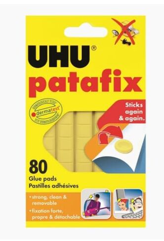 UHU Tac Patafix أصفر - وسادات لاصقة قابلة للإزالة وقابلة لإعادة الاستخدام | 80 قطعة | أداة لاصقة متعددة الأغراض للملصقات والحرف اليدوية والاستخدام المكتبي والمدرسي in Saudi Arabia
