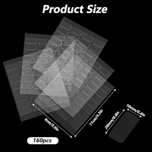 160 PCS Double Sided Adhesive Dots Sticky Tack Small Square Mounting Putty Clear Removable Sticky Adhesive Putty No Residue Waterproof No Trace Dots Tack for Poster Picture Festival Decoration in Saudi Arabia