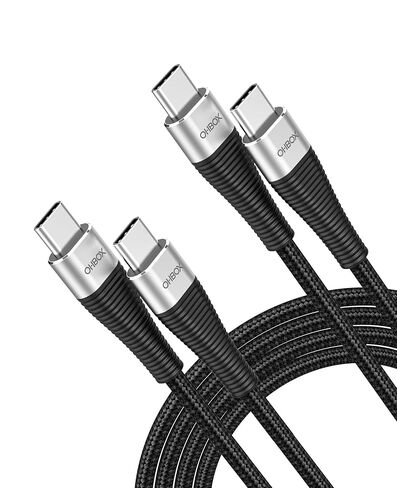 USB C to USB C Cable (2Pack 1FT, 100W) Short USB C Charger Cable Fast Charging Cord Braided, Type C Cable for iPhone 17 Pro Max, 16/15, iPad Pro/Air/Mini, Samsung, Pixel, Tablet - Black in Saudi Arabia