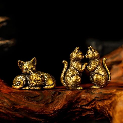 CHOVY Solid Brass Rabbit Figurine Set - Four Retro Rabbits 100% Pure Brass, Handmade Vintage Collectible, Mid-Century Modern Desk Decor for Office, Bookshelf, Mantel & Unique Easter Gift in Saudi Arabia