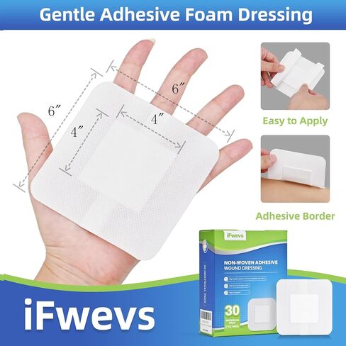 ضمادة جزيرة الشاش ذات الحدود - عدد 30، وسادات شاش معقمة ملفوفة بشكل فردي مقاس 4 × 4 بوصة، عالية الامتصاص وغير منسوجة - تضميد جروح ناعم وقابل للتنفس للإسعافات الأولية والطبية in Kuwait