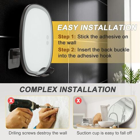 VOCOSTE Shaving Mirror for Shower Fogless, Heated Anti-Fog Mirror with 3-Color Dimmable LED Lights, 360° Rotation & 2 Weeks Runtime 5000mAh, Shower Mirror for Shaving Men, 2 Razors Holders in Saudi Arabia