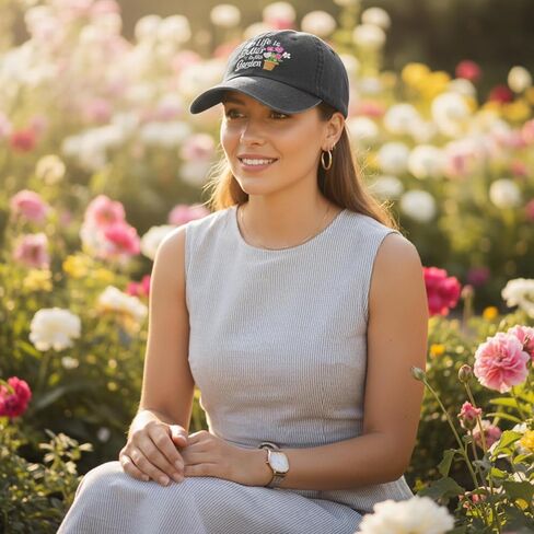 Gardening Gifts for Women, Washed Black Gardening Hat Gift Box Set, Adjustable Washed Cotton Embroidered Baseball Cap for Wife Mom Grandma in Kuwait