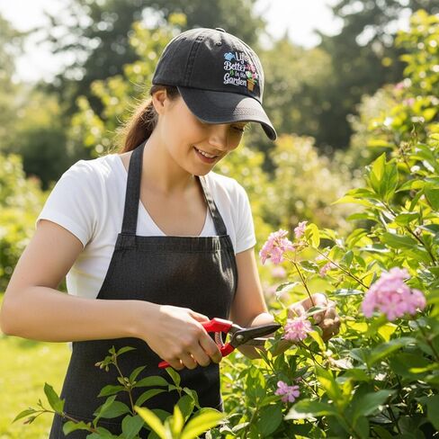 Gardening Gifts for Women, Washed Black Gardening Hat Gift Box Set, Adjustable Washed Cotton Embroidered Baseball Cap for Wife Mom Grandma in Kuwait