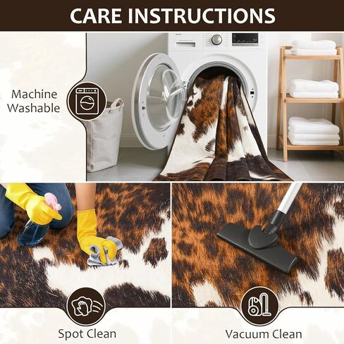 سجادة من جلد البقر الفاخر، سجاد من جلد البقر الصناعي لغرفة المعيشة وغرفة النوم، مقاس 4 × 6 أقدام، غير قابل للانزلاق، سجاد جلود الحيوانات قابل للغسل في الغسالة لديكور غرفة المنزل، بني in Kuwait