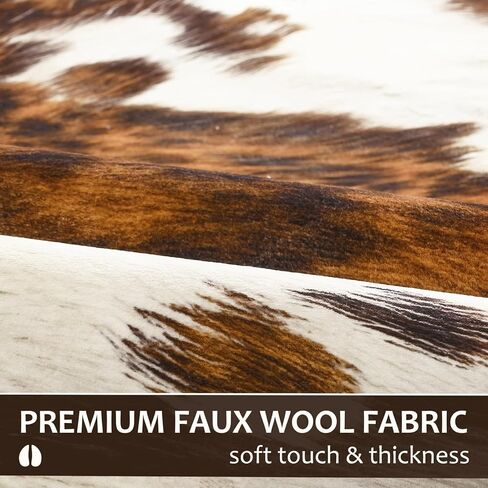 سجادة من جلد البقر الفاخر، سجاد من جلد البقر الصناعي لغرفة المعيشة وغرفة النوم، مقاس 4 × 6 أقدام، غير قابل للانزلاق، سجاد جلود الحيوانات قابل للغسل في الغسالة لديكور غرفة المنزل، بني in Kuwait