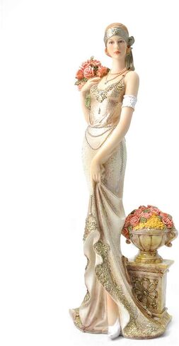 مجموعة سيدة فاخرة على الطراز الفيكتوري من مجموعة Comfy Hour Glamour Elegance مع مروحة من الراتنج، ارتفاع 33 سم in Saudi Arabia