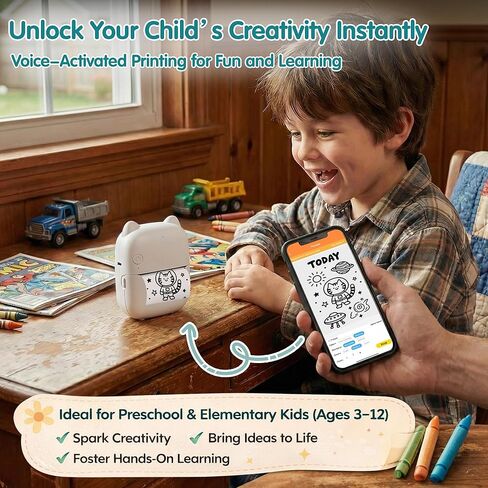 AI Sticker Printer for Kids, Portable Inkless Thermal Mini Printer with Bluetooth, Pocket Photo & Label Maker for Journals, Study Notes School, Office & Home, Creative & DIY Gift (iOS & Android) in Saudi Arabia