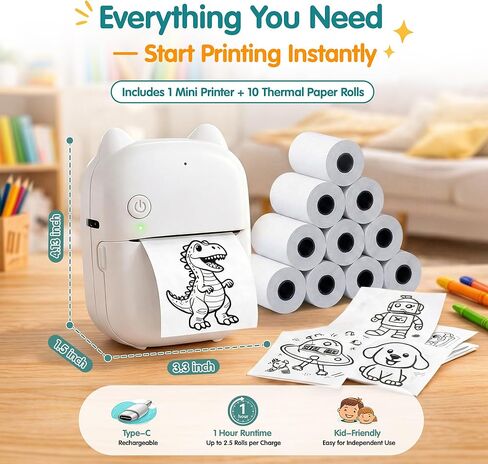 AI Sticker Printer for Kids, Portable Inkless Thermal Mini Printer with Bluetooth, Pocket Photo & Label Maker for Journals, Study Notes School, Office & Home, Creative & DIY Gift (iOS & Android) in Saudi Arabia