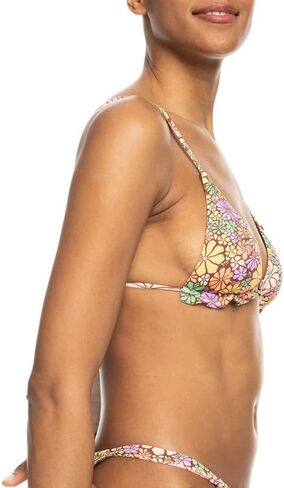 Roxy Women's All About Sol Floral Ruffle Bikini Top (Brown Multi, X-Small) in Saudi Arabia
