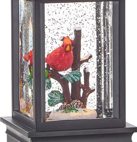 Lighted Snow Globe Lantern: 9.5 Inch, Black Holiday Water Lantern by RAZ Imports (Cardinal) in Saudi Arabia