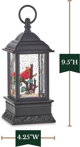 Lighted Snow Globe Lantern: 9.5 Inch, Black Holiday Water Lantern by RAZ Imports (Cardinal) in Saudi Arabia