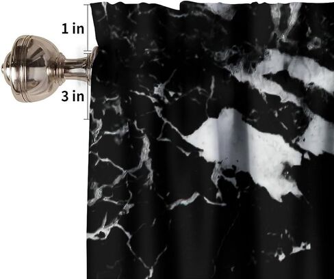 Black White Marble Window Valance, Abstract Natural Black Marble Modern Luxury Minimalist Print Blackout Short Curtain for Home Bedroom Living Room Kitchen, 54x18inch in Saudi Arabia