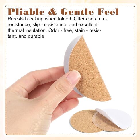 30 Pcs 1mm Cork Backing for Coasters, Self Adhesive Cork for Coasters 3 Inch Round Corks Hot Pads to DIY Crafts, Drinks and Home Tabletop Decoration with Strong Adhesive-Backed in Kuwait
