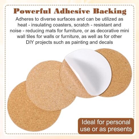 30 Pcs 1mm Cork Backing for Coasters, Self Adhesive Cork for Coasters 3 Inch Round Corks Hot Pads to DIY Crafts, Drinks and Home Tabletop Decoration with Strong Adhesive-Backed in Kuwait