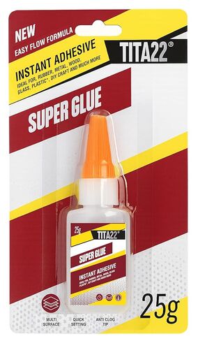 TITA22™ Super Glue - لاصق Cyanoacrylate قوي للغاية وسريع الجفاف للإصلاحات متعددة الأغراض، زجاجة كبيرة مضادة للانسداد 25 جم للدقة - مناسب للخشب والمعادن والبلاستيك والسيراميك والمزيد (0.9 أونصة) in Saudi Arabia