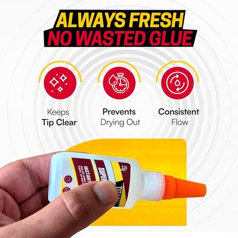 TITA22™ Super Glue - لاصق Cyanoacrylate قوي للغاية وسريع الجفاف للإصلاحات متعددة الأغراض، زجاجة كبيرة مضادة للانسداد 25 جم للدقة - مناسب للخشب والمعادن والبلاستيك والسيراميك والمزيد (0.9 أونصة) in Saudi Arabia