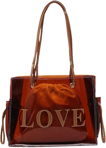 Ulalaza Large Candy Polka Color Clear Shoulder Bag 2 IN 1 Beach Totes Transparent Handbags With Interior Pocket For Women in Saudi Arabia