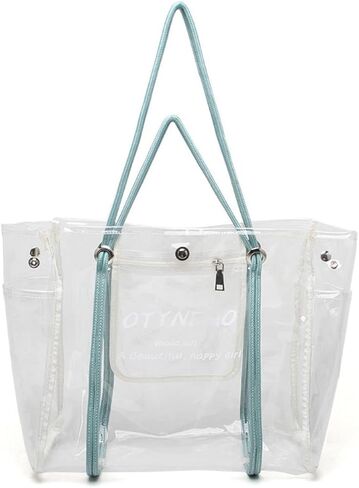 Ulalaza Large Candy Polka Color Clear Shoulder Bag 2 IN 1 Beach Totes Transparent Handbags With Interior Pocket For Women in Saudi Arabia