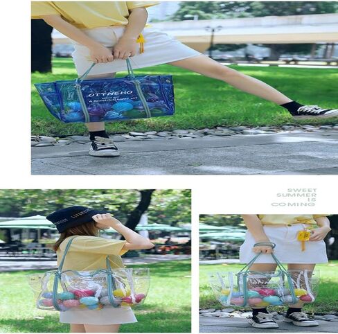 Ulalaza Large Candy Polka Color Clear Shoulder Bag 2 IN 1 Beach Totes Transparent Handbags With Interior Pocket For Women in Saudi Arabia