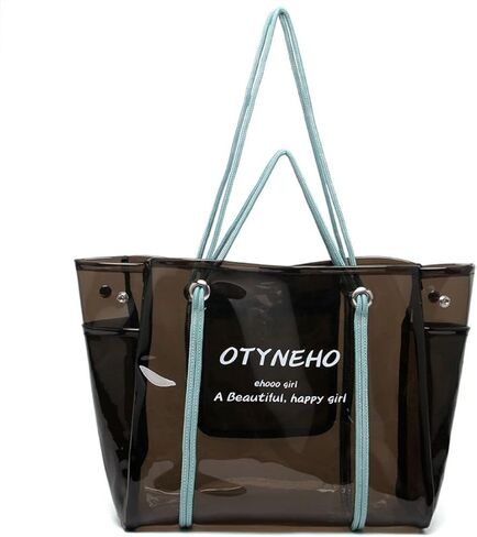 Ulalaza Large Candy Polka Color Clear Shoulder Bag 2 IN 1 Beach Totes Transparent Handbags With Interior Pocket For Women in Saudi Arabia