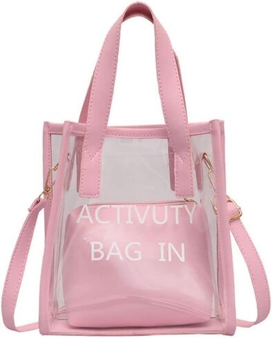 Ulalaza Large Candy Polka Color Clear Shoulder Bag 2 IN 1 Beach Totes Transparent Handbags With Interior Pocket For Women in Saudi Arabia