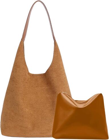 حقيبة يد من الجلد السويدي للنساء من MYHOZEE - مجموعة حقائب يد من الجلد الصناعي حقيبة بمقبض عصري وحقيبة كتف كبيرة للسيدات in Kuwait