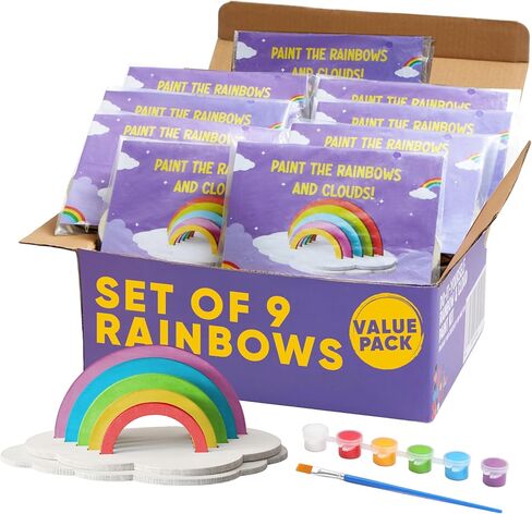 قوس قزح كرافت للفتيات الذين تتراوح أعمارهم بين 6-8، مجموعات الطلاء الخشبية ثلاثية الأبعاد لفن قوس قزح للأطفال، حشوة تخزين حقيبة جودي، هدايا مفضلة لحفلات العودة للأطفال، مصنوعات خشبية قابلة للطلاء in Kuwait