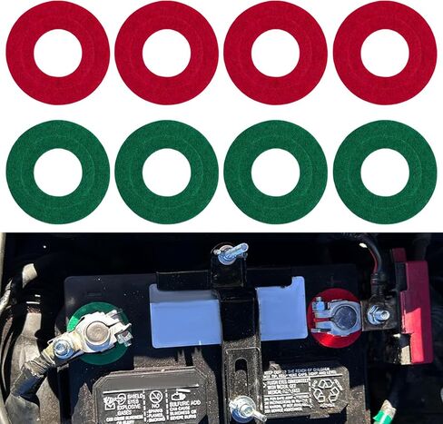 8 قطع من غسالات أطراف بطارية السيارة المضادة للتآكل، واقي طرف البطارية، 4 واقي من الألياف الحمراء والخضراء، ملحقات السيارة العالمية، حشية غسالة لباد السيارات لشاحنة سيارات الدفع الرباعي سيدان in Kuwait