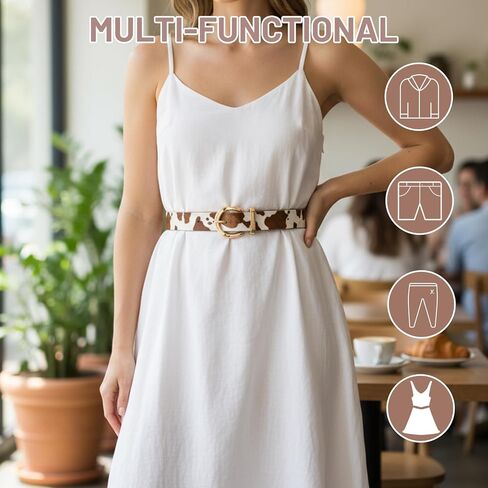 Cow print belt, Cow Print Belt for Women, Western Cowgirl Style Animal Print Adjustable Waist Belt, Fashion Accessory for Jeans and Dresses, Casual Wear and Western Events in Kuwait