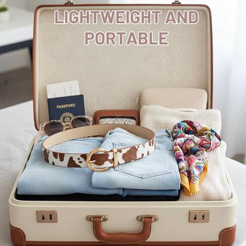 Cow print belt, Cow Print Belt for Women, Western Cowgirl Style Animal Print Adjustable Waist Belt, Fashion Accessory for Jeans and Dresses, Casual Wear and Western Events in Kuwait