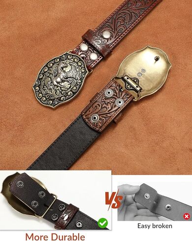 SANSTHS 2 Pack Cowboy Western Belt Strap with a Buckle, Men Women Embossed Cowboy Cowgirl Belt Strap for Jeans Gifts in Saudi Arabia