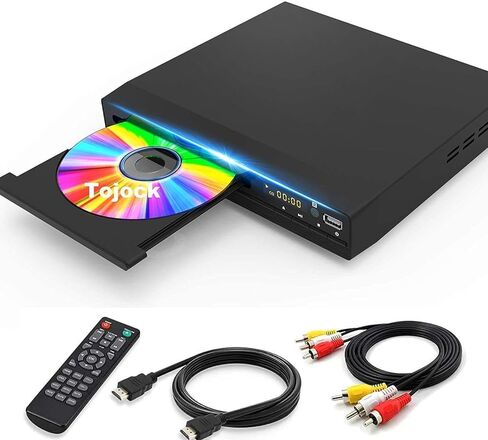 مشغل DVD صغير للتلفزيون، منطقة حرة HD 1080P مدعوم بكابلات HDMI/AV، مدخل USB، يحتوي على جهاز تحكم عن بعد لمشغل DVD، يدعم نظام PAL/NTSC in Saudi Arabia