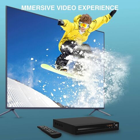 مشغل DVD صغير للتلفزيون، منطقة حرة HD 1080P مدعوم بكابلات HDMI/AV، مدخل USB، يحتوي على جهاز تحكم عن بعد لمشغل DVD، يدعم نظام PAL/NTSC in Saudi Arabia