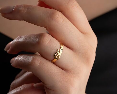 Sterling Silver Personalized Name Ring – Custom Name Ring for Women, Elegant Script Design Customizable Ring with Smooth Polished Finish in Saudi Arabia
