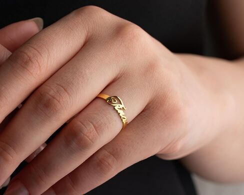 Sterling Silver Personalized Name Ring – Custom Name Ring for Women, Elegant Script Design Customizable Ring with Smooth Polished Finish in Saudi Arabia