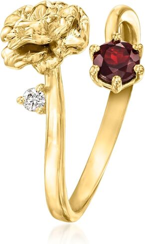 Ross-Simons Carnation Flower/January Birthstone Ring With .30 Carat Garnet and Single Lab-Grown Diamond in 18kt Gold Over Sterling in Saudi Arabia