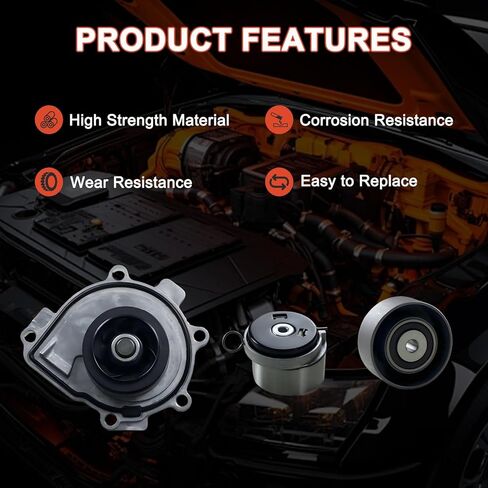 طقم حزام توقيت المحرك مع مضخة مياه متوافقة مع 2009-2018 Chevy Cruze Aveo Aveo5 Sonic 1.6L 1.8L، 2009-2010 Pontiac G3 1.6L، 2007-2008 Saturn Astra 1.8L يستبدل TCKWP338 24422964 25195119 in Kuwait