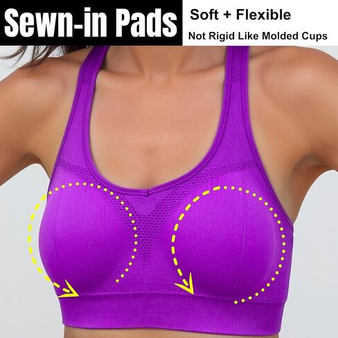 حمالة صدر رياضية مع وسادات مخيطة، ودعم عالي التأثير مع وسادات دائمة غير قابلة للإزالة in Kuwait