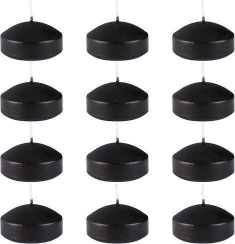 شموع عائمة سوداء مقاس 7.62 سم ​​- مجموعة من 12 شمعة تدوم طويلاً، مقاومة للماء والرياح، مثالية لديكورات الهالوين، وحمامات السباحة الخارجية والحفلات، وديكورات العطلات in Kuwait