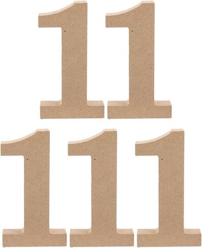 COHEALI Blank Wooden Number paper mache letters paper mache numbers number 1 sign 1 5pcs Unfinished, Light Brown, 10.2X5.5cm in Kuwait