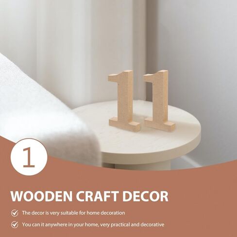 COHEALI Blank Wooden Number paper mache letters paper mache numbers number 1 sign 1 5pcs Unfinished, Light Brown, 10.2X5.5cm in Kuwait