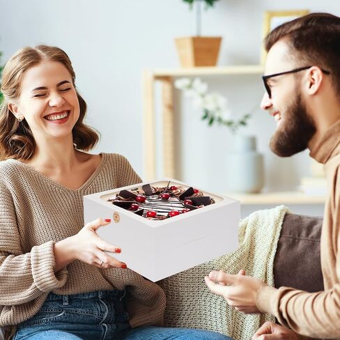 10 قطع من علب الكيك من موريتو، صندوق كيك مقاس 10x10x5 بوصة مع نافذة، صناديق مخبوزات بيضاء لصناديق الكيك والكب كيك والفطيرة والحلوى والمعجنات in Kuwait