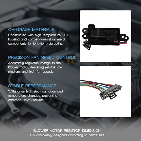 HVAC Blower Motor Resistor with Wire Harness Compatible with Gmc Envoy 2002-2009 Envoy XL 2002-2006 Replacement for Chevy Trailblazer 2002-2009 Trailblazer Ext 2002-2006 Relpace 15415789 in Kuwait
