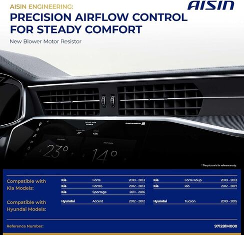 مجموعة مقاوم محرك منفاخ HVAC من AISIN BMRAZ-00340 - متوافقة مع Hyundai Accent 2012، Tucson 2010-2015، Veloster 2016-2017، Kia Forte 2010-2013، Sportage 2011-2016، Rio 2012-2017، Forte5 2013 in Saudi Arabia