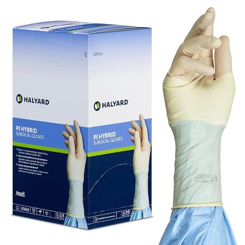 HALYARD* Surgical Glove, Polyisoprene/Neoprene Hybrid, 8.2 Mil Thick, Individually Wrapped Pairs, Powder-Free, Sterile, White in Saudi Arabia